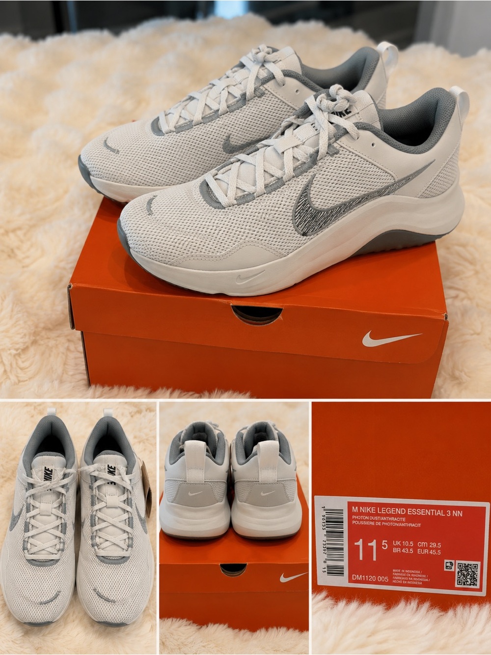 Nike Mens Legend Essential 3 in Light Grey and White